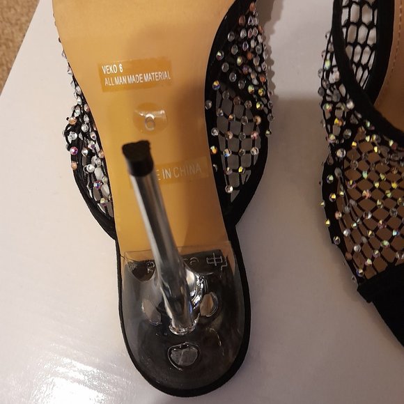 NEW Mixx Shuz Black Rhinestone Veko Sandal Size 6 - Picture 6 of 6